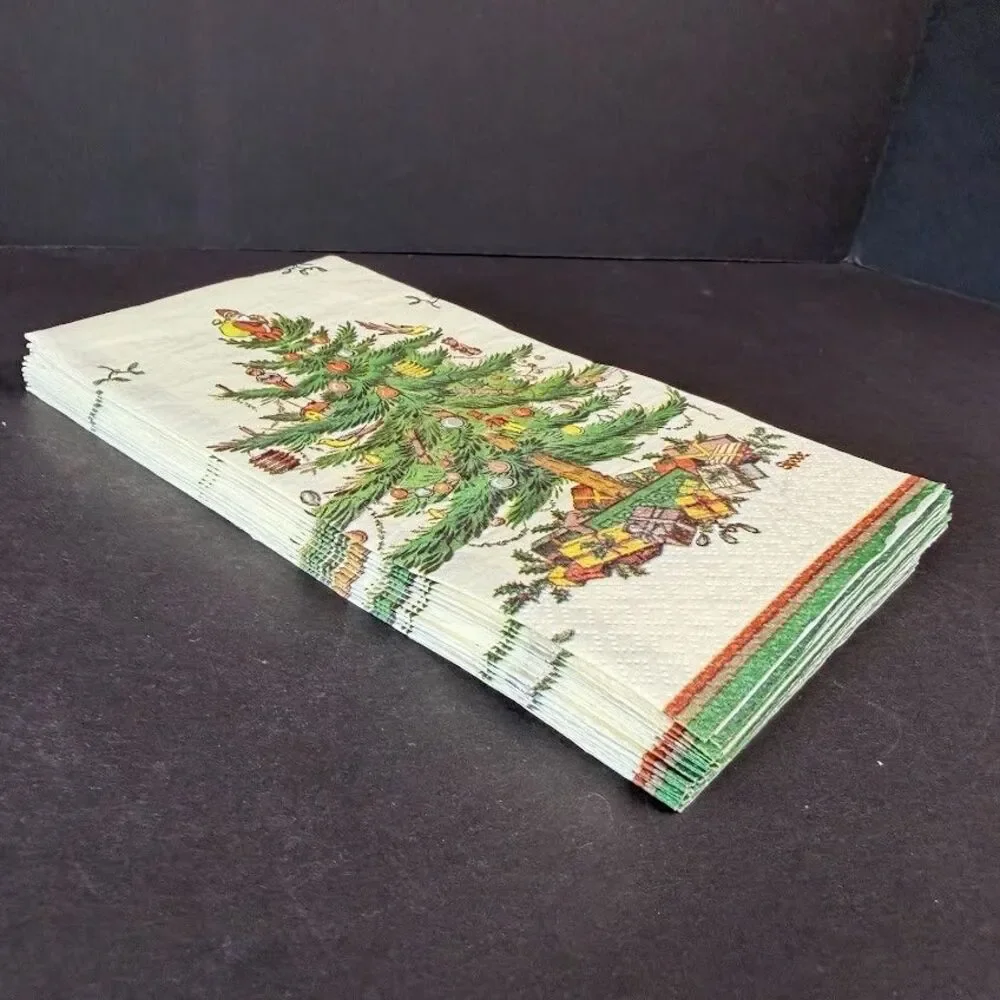 Lot of New & Open Spode Christmas Tree Paper Napkins-Beverage, Luncheon, Dinner